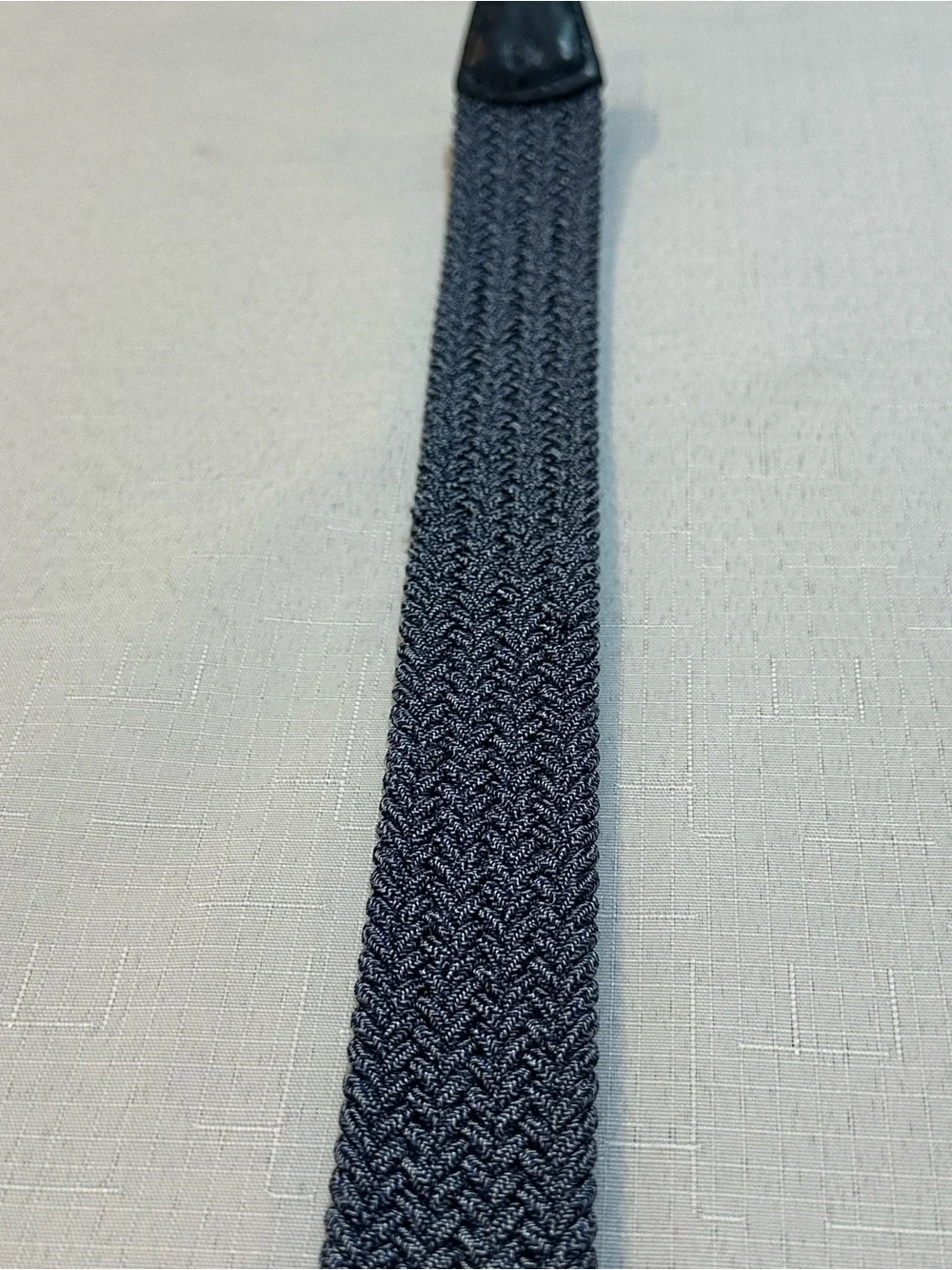 Torino Leather Blue Gray Herringbone Stretch Woven Belt Size 42